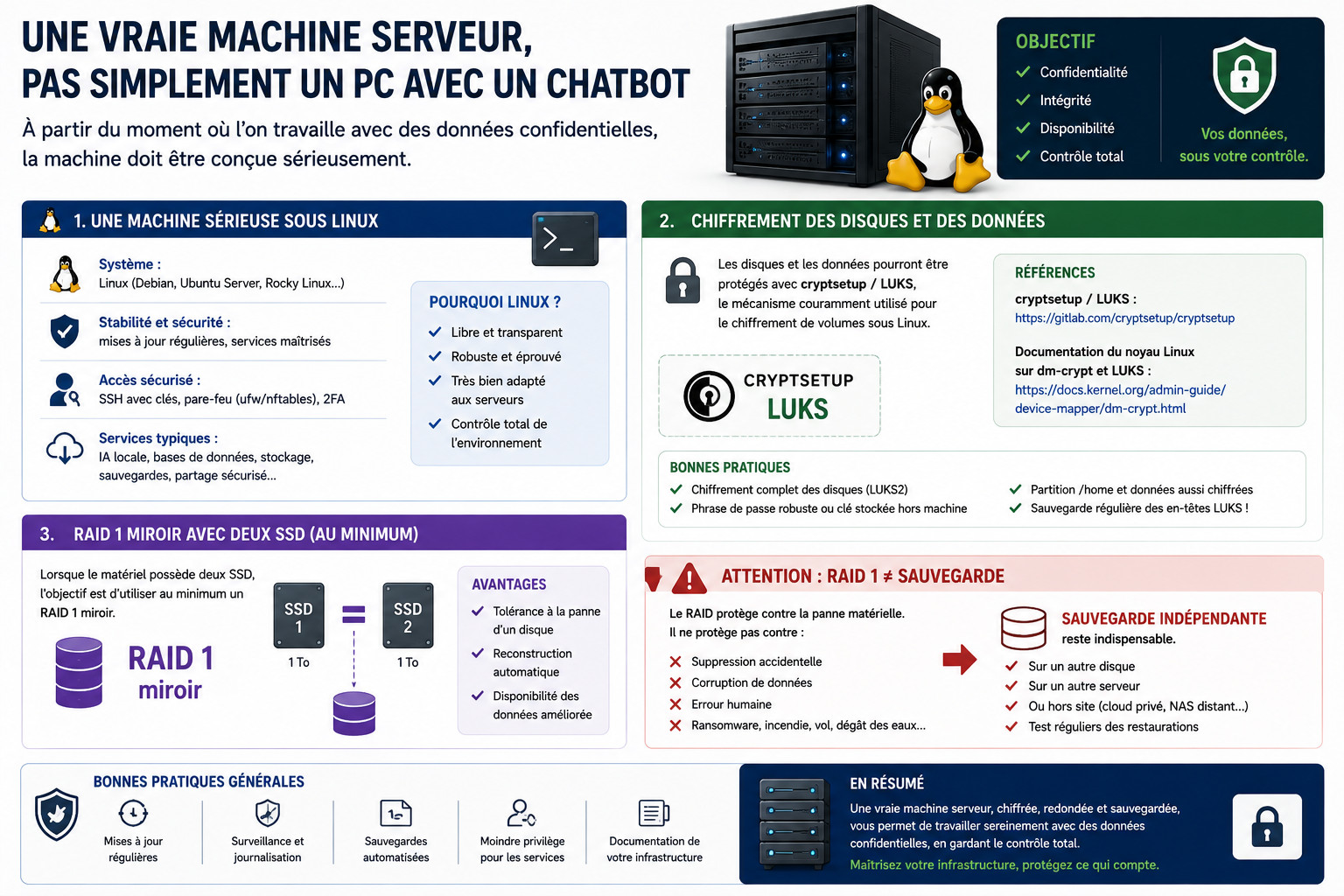 ia locale serveur linux luks raid1 sauvegarde